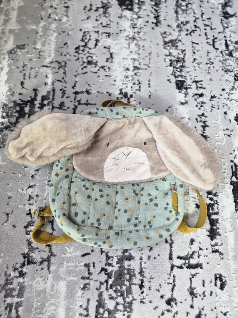 Moulin Roty Sage Rabbit Backpack "Trois Petits Lapins" Collection muslin/Velour